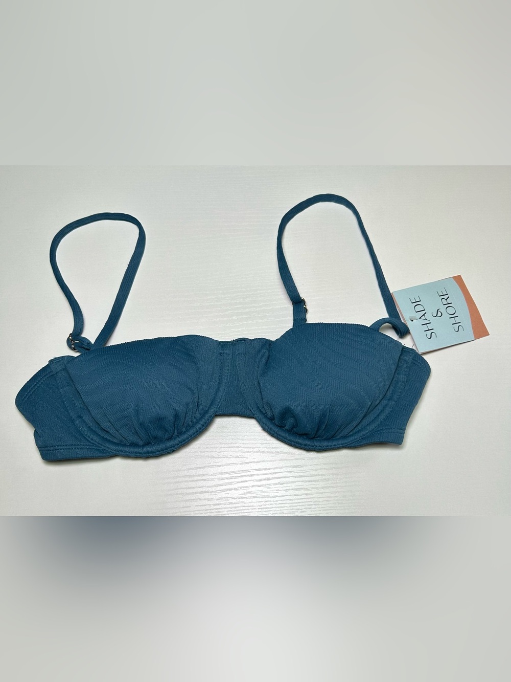 Shade & Shore Teal Ribbed Underwire Bikini Top S (4-6) NWT